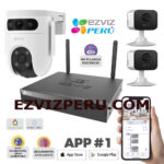 Kit 3 Camaras Wifi Ezviz Grabador  De 4 Canales /Camara Doble Lente /Movimiento 360 Grados / Disco duro /  Audio Bi direccional